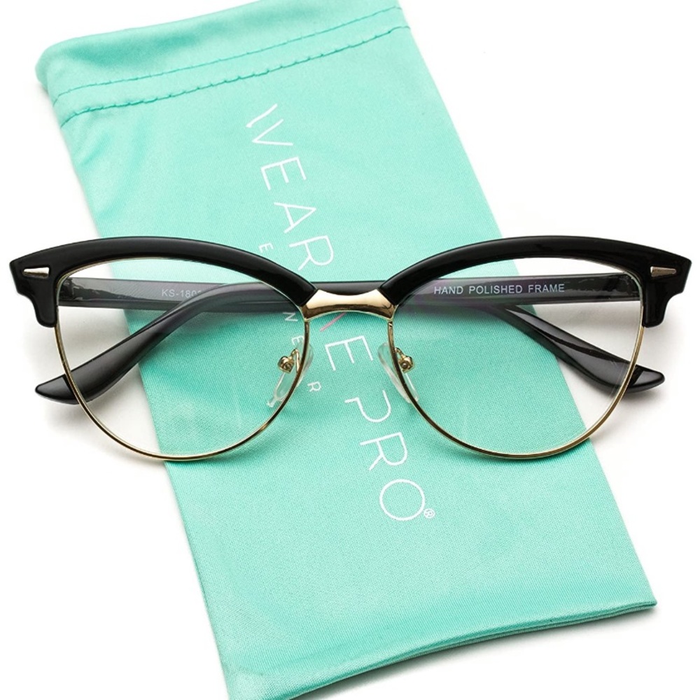 Retro cat eye fake glasses